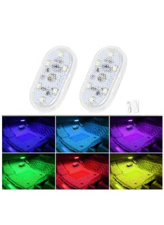 KASTWAVE 2 Pcs Car LED Lights Interior, 7 Colors LED Interior Car Lights with 6 Bright LED Lamp Beads, Portable Night Reading Light Car Interior Atmosphere, USB Rechargeable Lighting Light (7 Colored Lights)  - Image 1