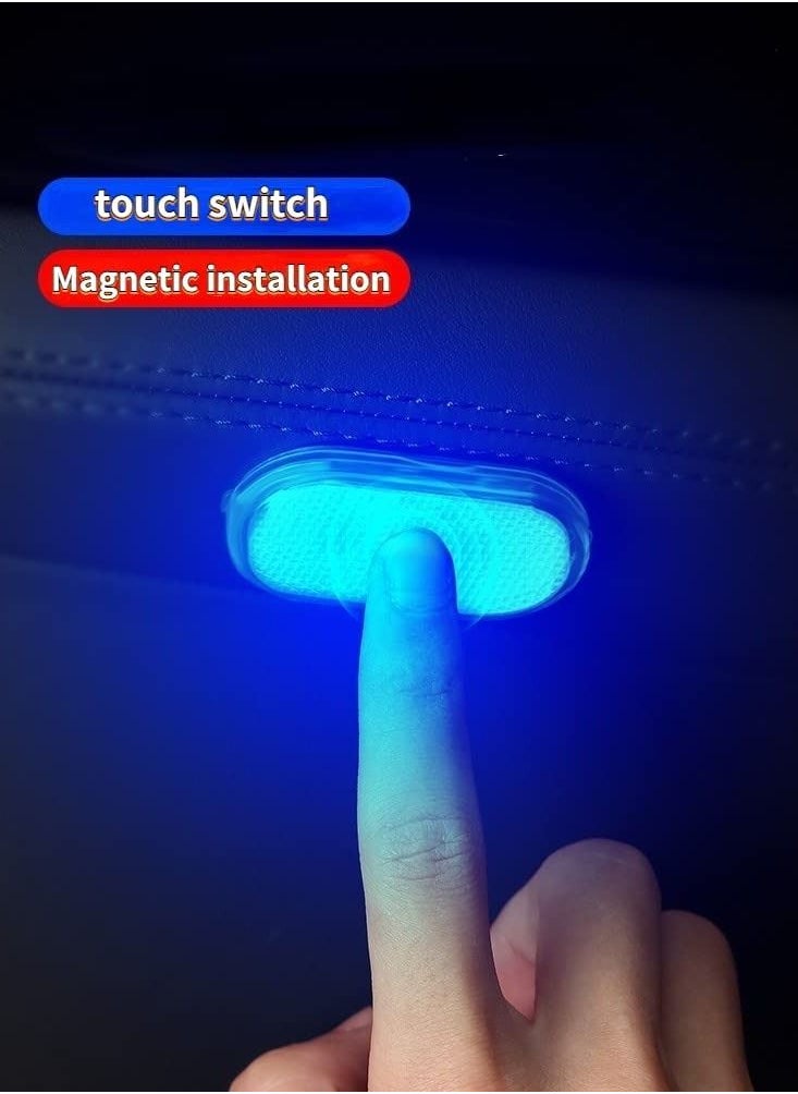 KASTWAVE قطعتان من مصابيح LED الداخلية للسيارة، 7 ألوان من مصابيح LED الداخلية للسيارة مع 6 حبات مصباح LED ساطعة، مصباح قراءة ليلي محمول لأجواء السيارة الداخلية، إضاءة قابلة لإعادة الشحن عبر USB (7 أضواء ملونة)  - Image 2