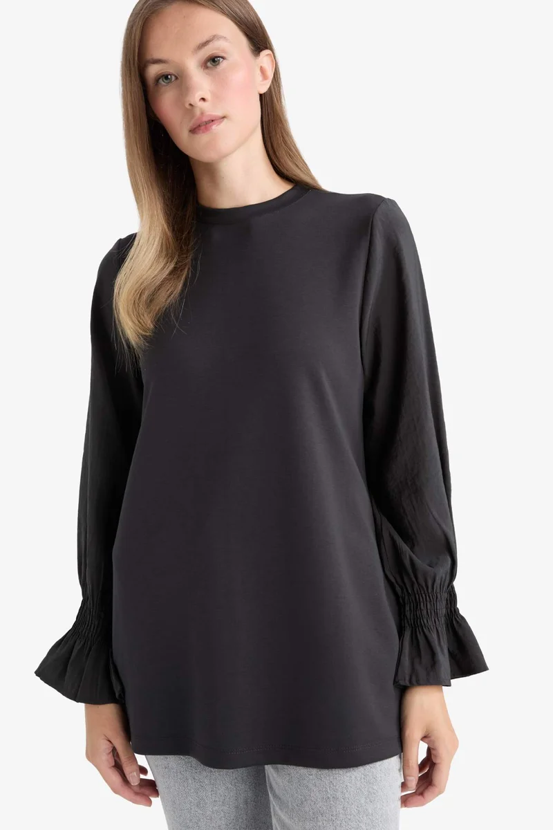 Defacto Regular Fit Crew Neck Long Sleeve Tunic