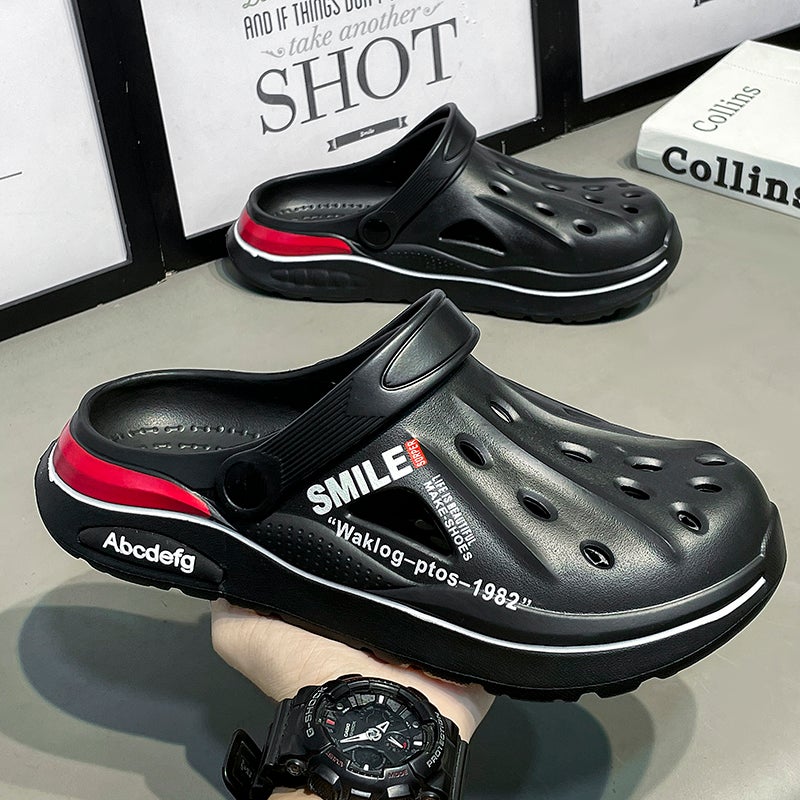 Hole Shoes Men'S Summer Outwear Driving Dual-Purpose Sandals Shoes For Stamping Shoes Casual Boys Baotou Sports Beach Slippers - Image 4