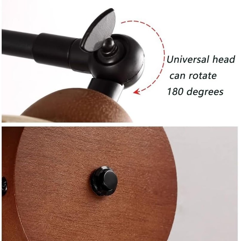 Modern Nordic Adjustable Wall Sconce Lighting, Natural Travertine Half-Dome Shade Wood Base, Hardwired Indoor Globe Bedside Reading Lamp for Bedroom, Living Room, Study, Hallway Decor. - Image 4