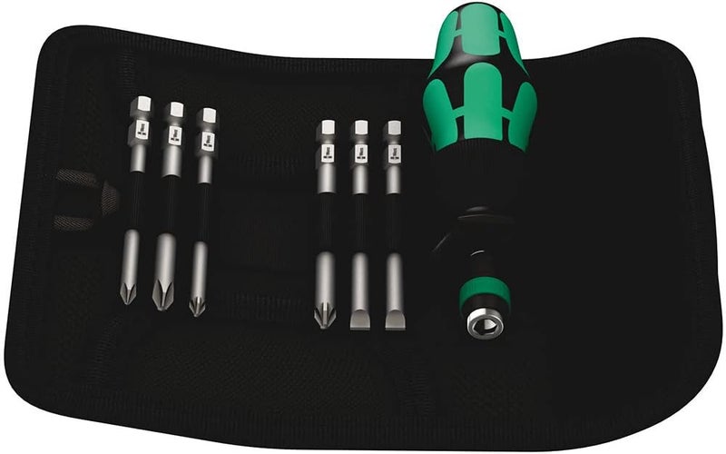 Wera KK 40 Kraftform Bit Holding Screwdriver and Pouch Set (7-Piece) - Ergonomic Tool for Professionals - Image 1