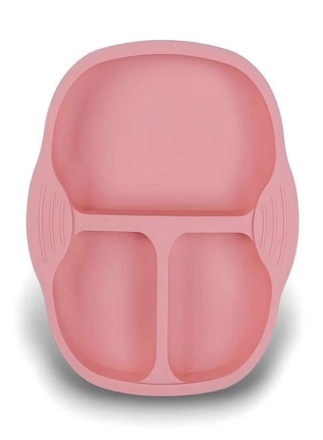 VELINEX® Silicone Plate for Baby and Toddler Feeding, Non-Slip Suction, Divided and Unbreakable, Microwave & Dishwasher Safe (Pink 1 PCS) - Image 1