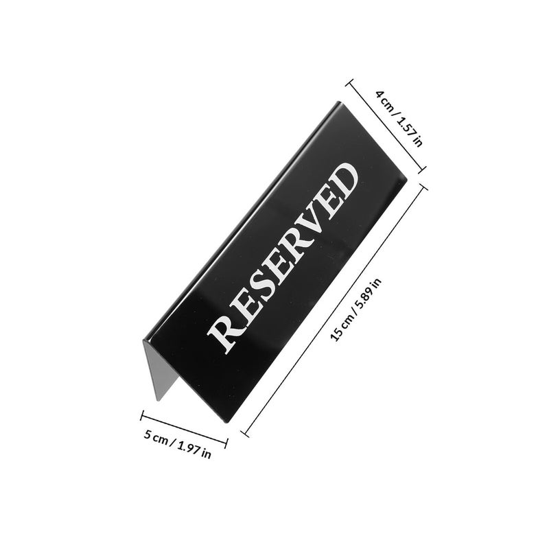 Acrylic Triangle Reserved Table Signs 2pcs 15x5cm Black - Image 3