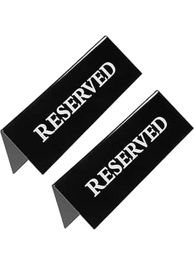 Acrylic Triangle Reserved Table Signs 2pcs 15x5cm Black - Image 1