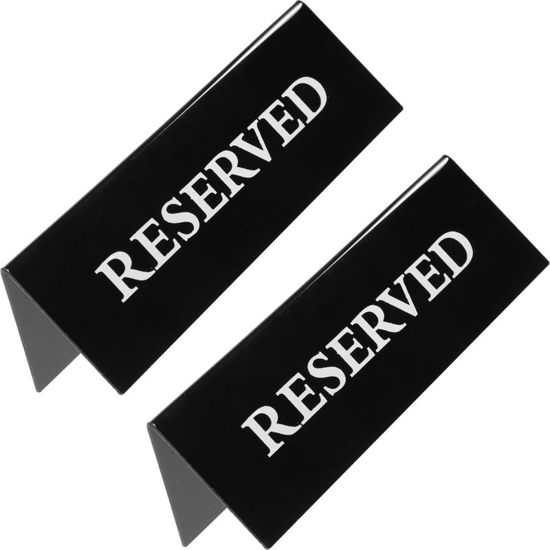 Acrylic Triangle Reserved Table Signs 2pcs 15x5cm Black - Image 2