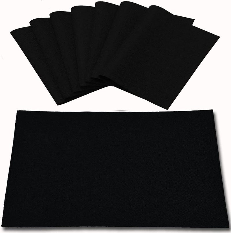 FOVERÓS Cloth Placemats Set of 8 PcsPure Cotton Fabric Placemats 11X 19 Inches48 X28 cm Machine Washable Thick Double Layer Reversible Cotton Place Mats for Dining TableColour Black 19 X 11Inches 8 - Image 1
