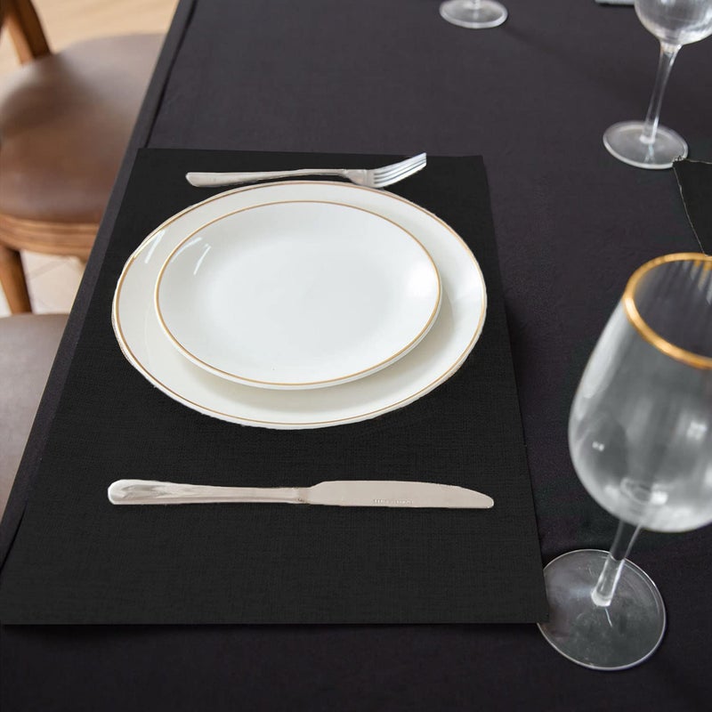 FOVERÓS Cloth Placemats Set of 8 PcsPure Cotton Fabric Placemats 11X 19 Inches48 X28 cm Machine Washable Thick Double Layer Reversible Cotton Place Mats for Dining TableColour Black 19 X 11Inches 8 - Image 2