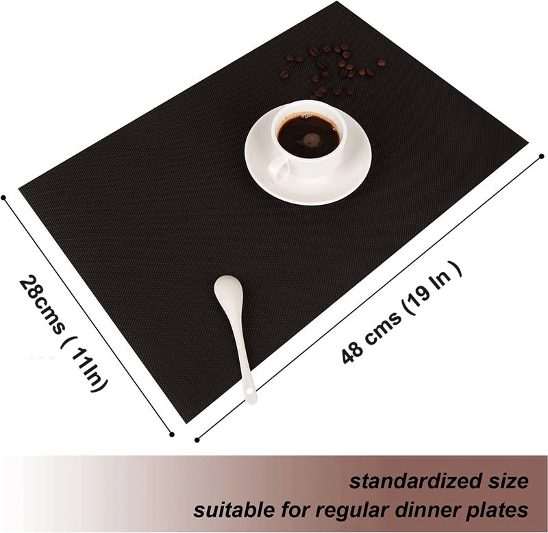 FOVERÓS Cloth Placemats Set of 8 PcsPure Cotton Fabric Placemats 11X 19 Inches48 X28 cm Machine Washable Thick Double Layer Reversible Cotton Place Mats for Dining TableColour Black 19 X 11Inches 8 - Image 4