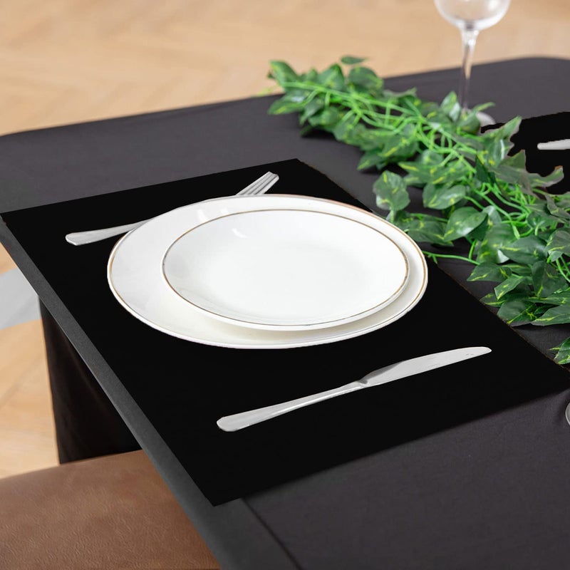 FOVERÓS Cloth Placemats Set of 8 PcsPure Cotton Fabric Placemats 11X 19 Inches48 X28 cm Machine Washable Thick Double Layer Reversible Cotton Place Mats for Dining TableColour Black 19 X 11Inches 8 - Image 3