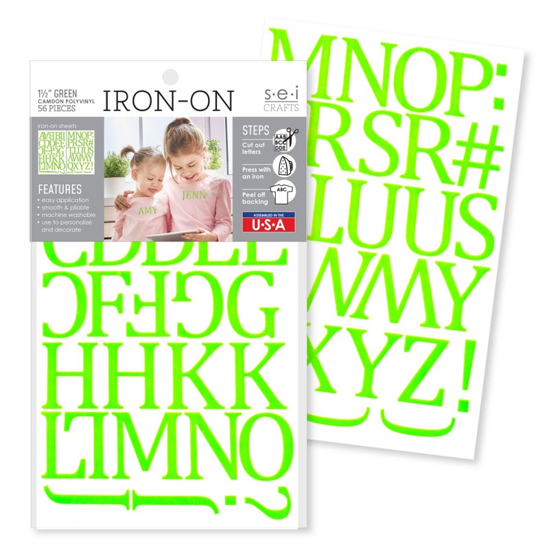 SEI 15Inch Ironon TShirt Letters Camdon Letter Polyvinyl Heat Transfers Green
