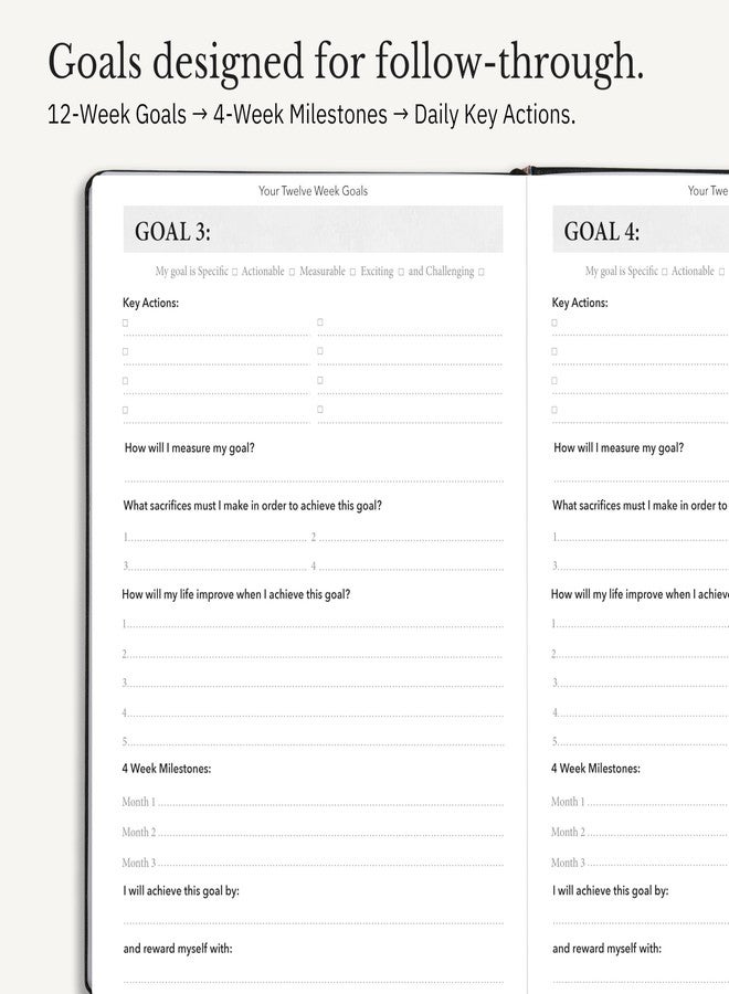 فينيكس بلانر مفكرة فينيكس - مخطط أهداف ربع سنوي ومفكرة يومية للتركيز والإنتاجية والوضوح - خارطة طريق غير مؤرخة لمدة 12 أسبوعًا مع رؤية وتحديد أهداف - تخطيط يومي وأسبوعي وشهري - غلاف مقوى - أسود - Image 5