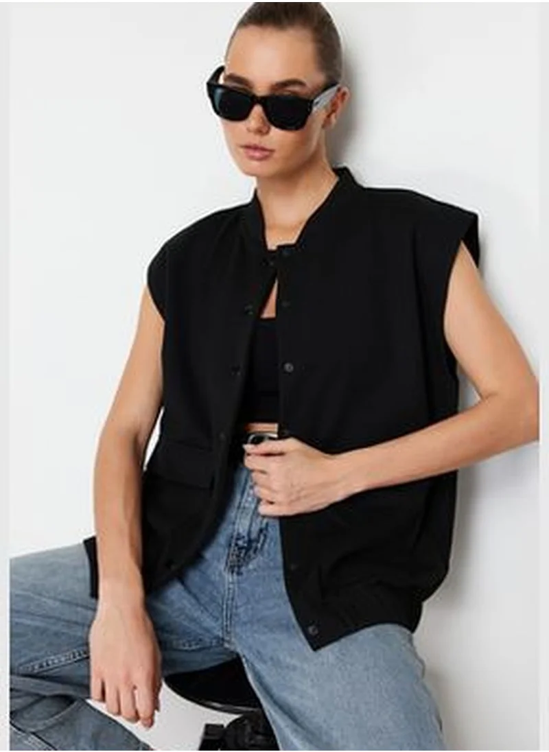 trendyol Black Snap Fastener Knitted Blouse TWOSS24BZ00316