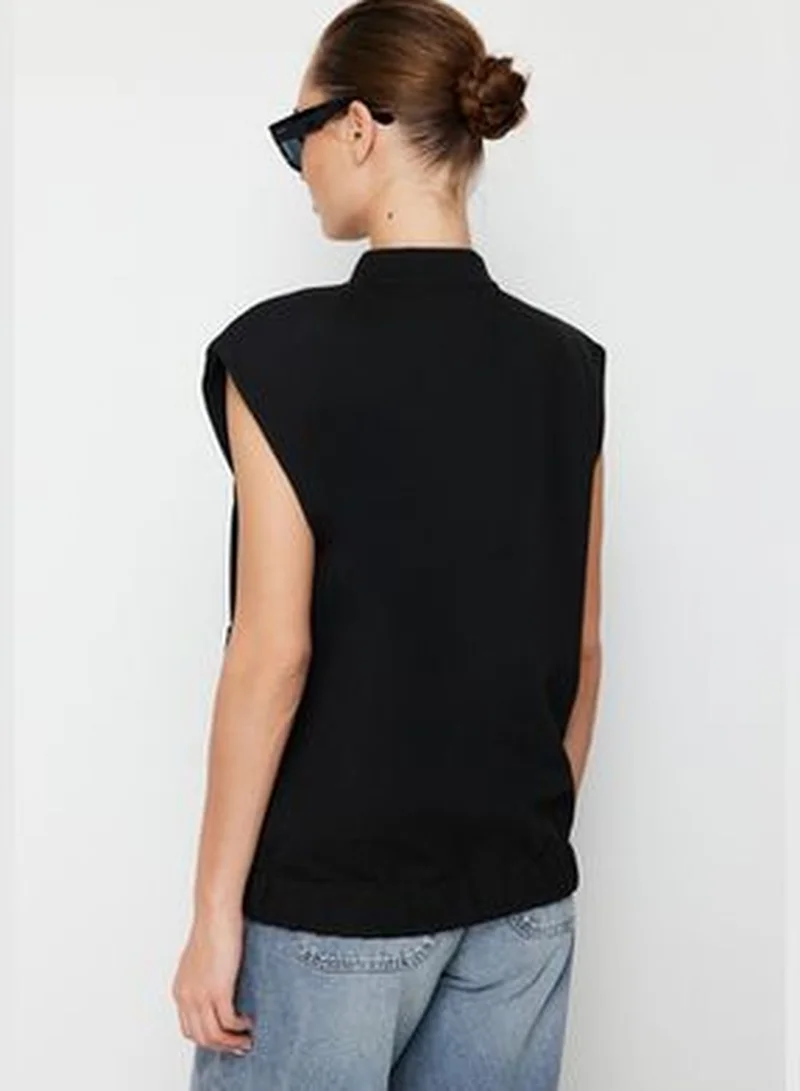 trendyol Black Snap Fastener Knitted Blouse TWOSS24BZ00316