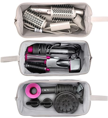 BUBM Travel Case for Dyson Airwrap StylerShark FlexstylePortable Carrying Case for Dyson Supersonic Hair DryerWaterproof AntiScratch Dustproof Protection Organizer Travel Storage Bag Light Gray - Image 3