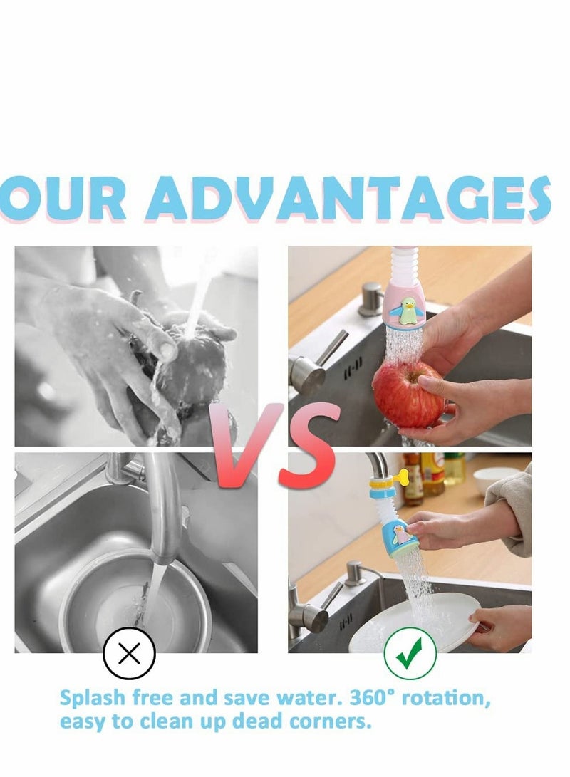 SYOSI 360 Degrees Rotatable and Stretchable Anti-Splash Kitchen Sink Faucet Aerator Adjustable Water Saving Tap Long Tap Spray Aerator Kitchen Tap Head (3PC blue+green+pink) - Image 5