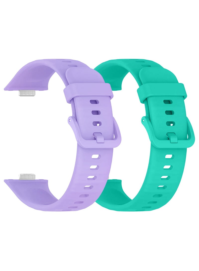 CATANES 2Packs Wristband for Huawei Watch Fit 3/Fit 4/Fit 4 Pro Bands, Silicone Bracelet Quick Release Arm Band, Replacement Smartwatch Band Quick Release Sport Straps - Aqua Purple - Image 2