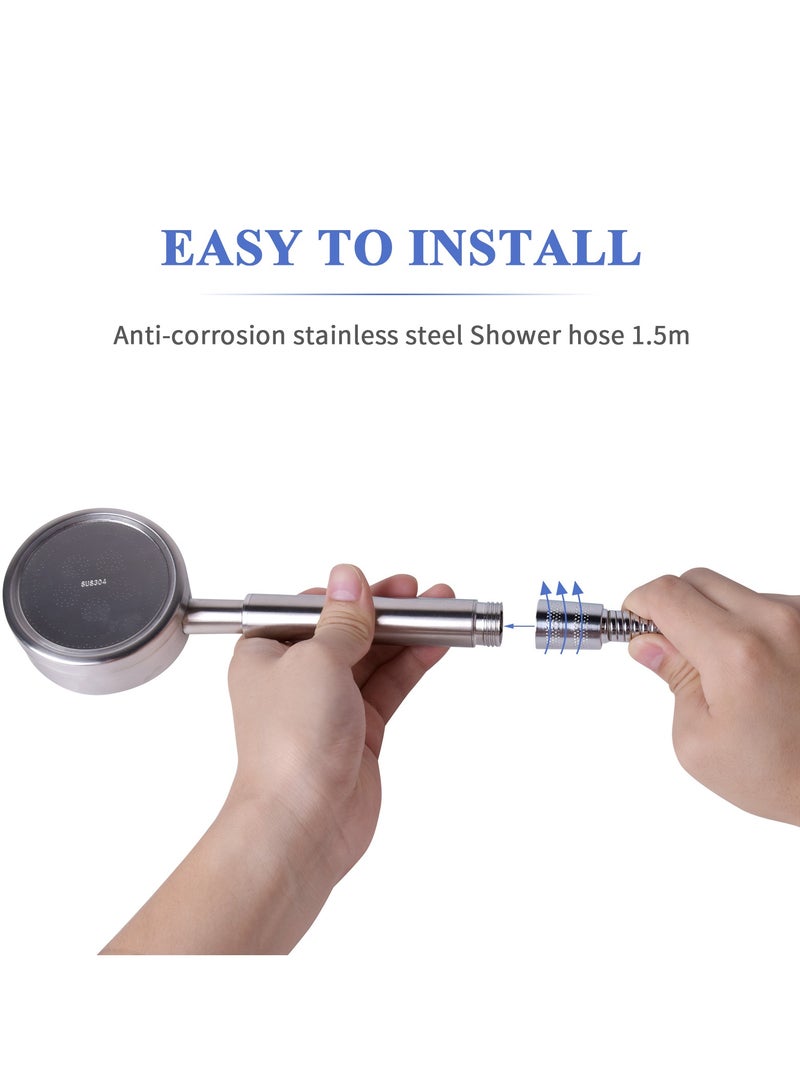 High Pressure Shower Head with 1.5M hose,Water Saving Filtered Shower Head - Image 4
