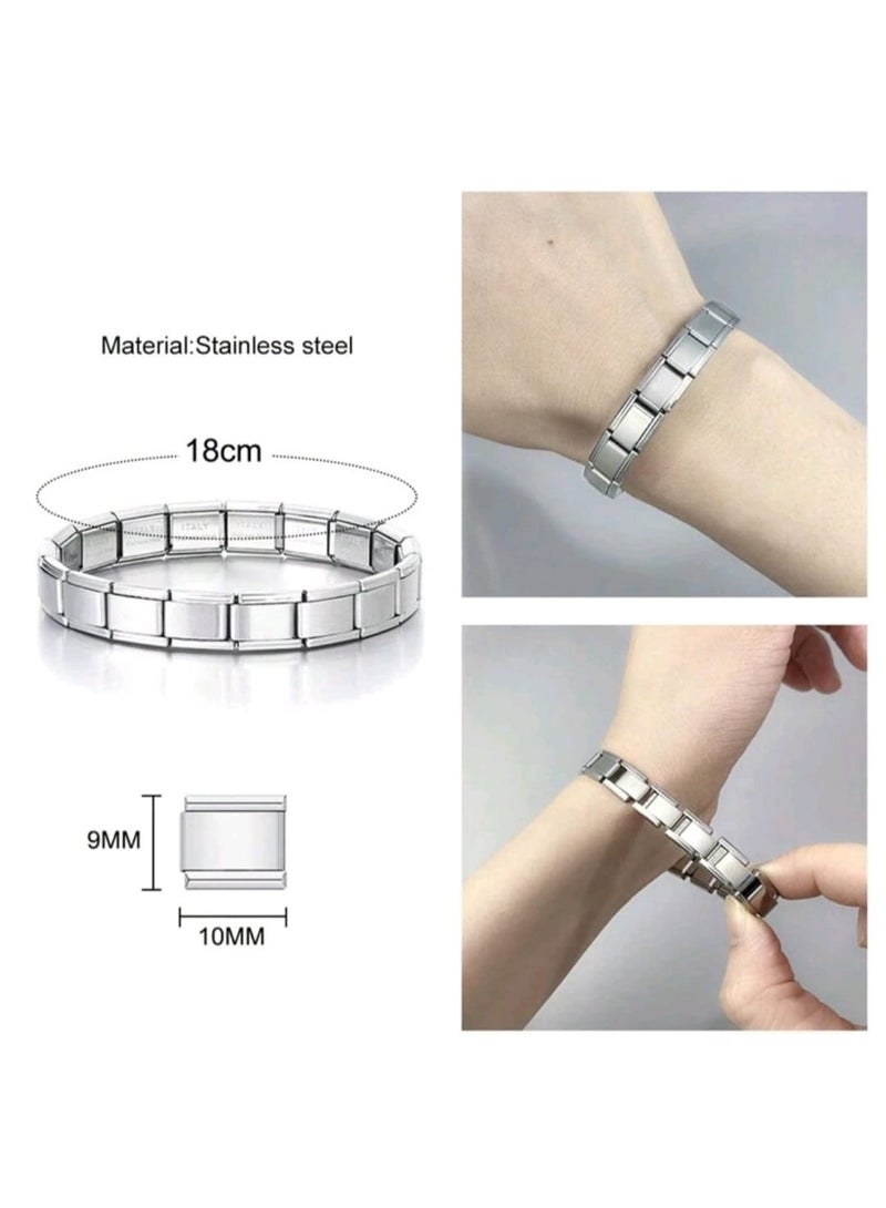 Shein 2PIECES Set Elegant Stainless Steel Modular Interlocking Bracelet Combination - Image 2
