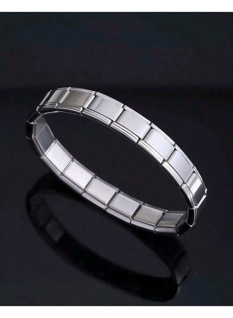 Shein 2PIECES Set Elegant Stainless Steel Modular Interlocking Bracelet Combination - Image 3