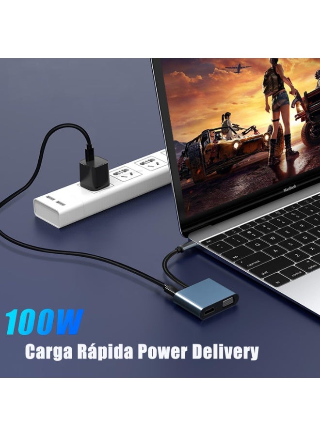 USB-C to HDMI Adapter, 4-in-1 USB-C Hub for MacBook Air with 4K HDMI, 1080P VGA, USB 3.0 port, and 100W PD charging, compatible with MacBook Pro/Air/iPad, Dell XPS, and more Type-C devices - Image 4