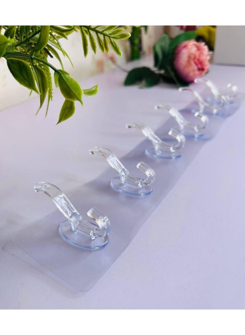 Magic Adhesive Hangers 6 Hooks Strong Self Adhesive  Wall Hanger for Home Kitchen Office Bathroom Bedroom Door Organizer Accessories  (clear) - Image 1
