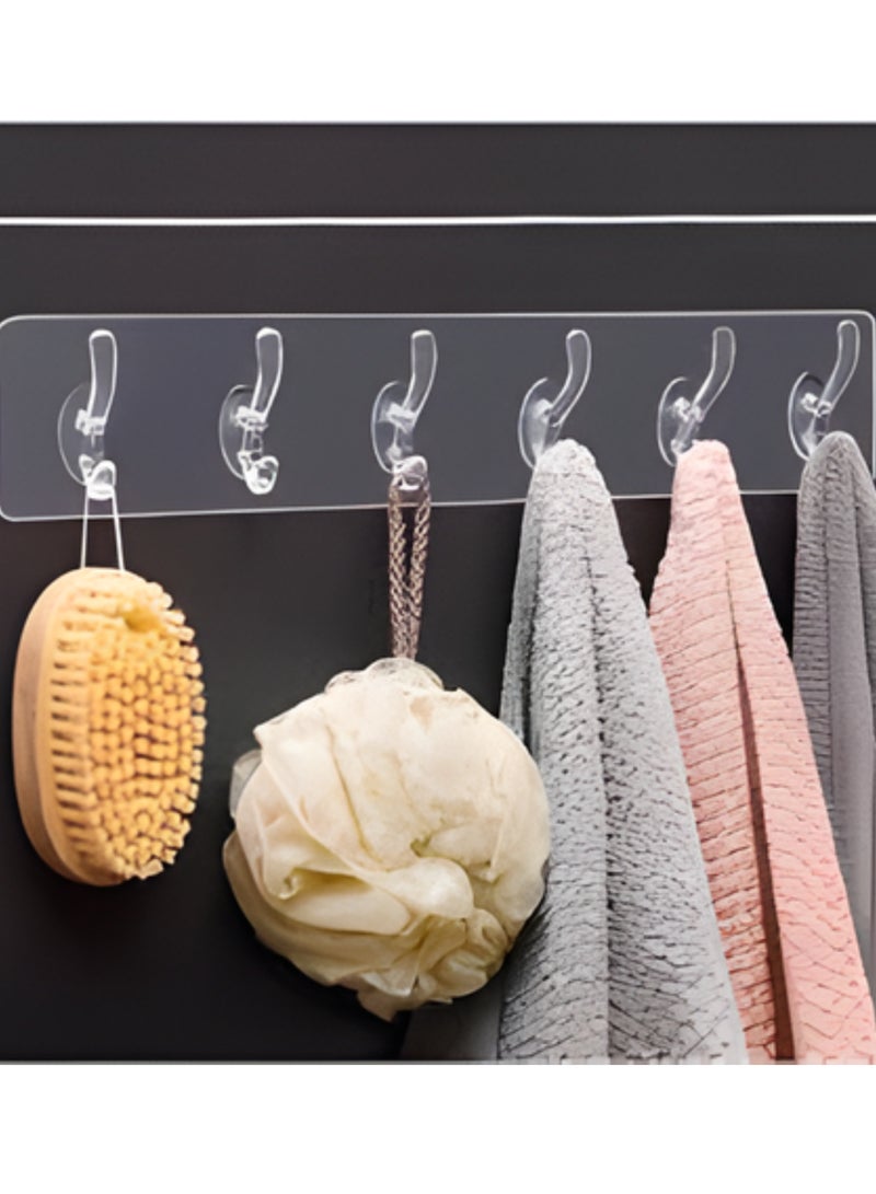 Magic Adhesive Hangers 6 Hooks Strong Self Adhesive  Wall Hanger for Home Kitchen Office Bathroom Bedroom Door Organizer Accessories  (clear) - Image 3
