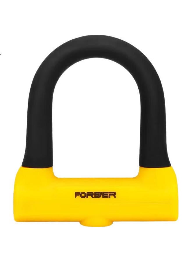 Forever Yongjiu Bicycle Lock, U-Shaped Electric Bike Lock, Cycling Equipment Accessory, Silicone Anti-Theft Key Lock, S514, Black And Yellow - Image 3