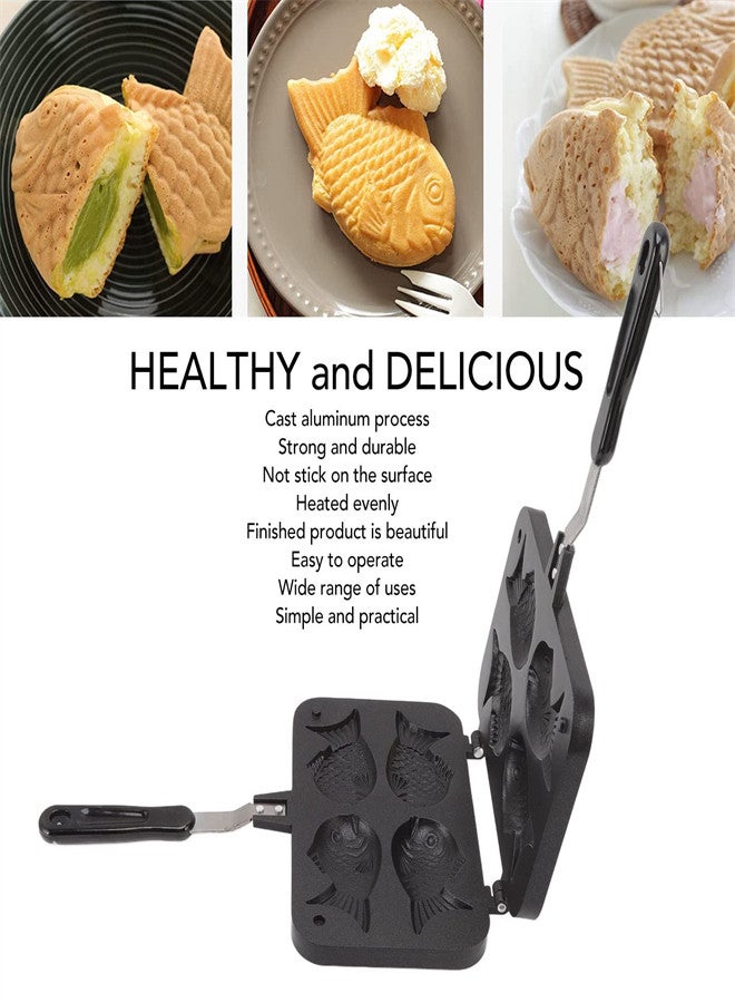 KASTWAVE Fish Shape Cake Maker Nonstick Pan, Double Sided Waffle Pan Cake Frying Pan, Coating Aluminum Alloy Waffle Maker Pot for Home Kitchen Sandwich Breakfast Waffle Baking Mold - Image 4