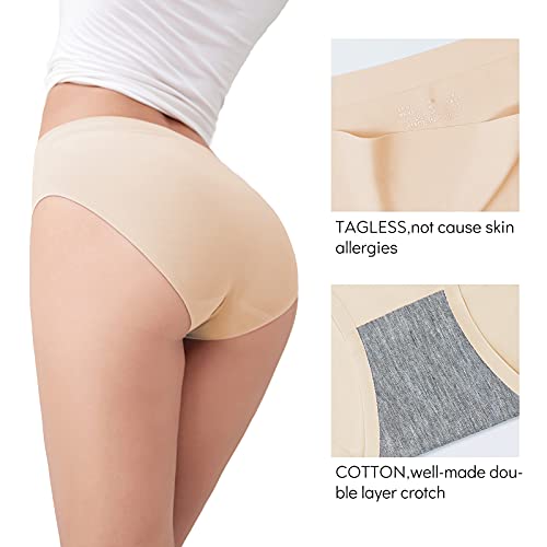 FallSweet No Show Underwear for Women Seamless High Cut Briefs Mid-waist Soft No Panty Lines,Pack of 5 (5pack-Beige, Small) - Image 2