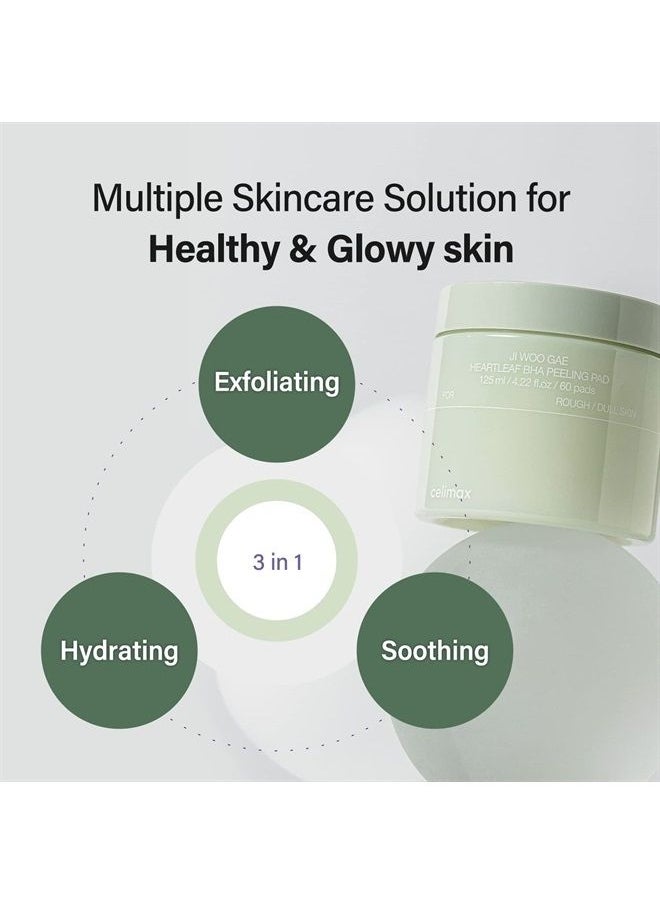 celimax celimax Ji.Woo.Gae Heartleaf BHA Peeling Pad, Smooth but Effective Facial Exfoliating Toner Pad, 60pads  - Image 4