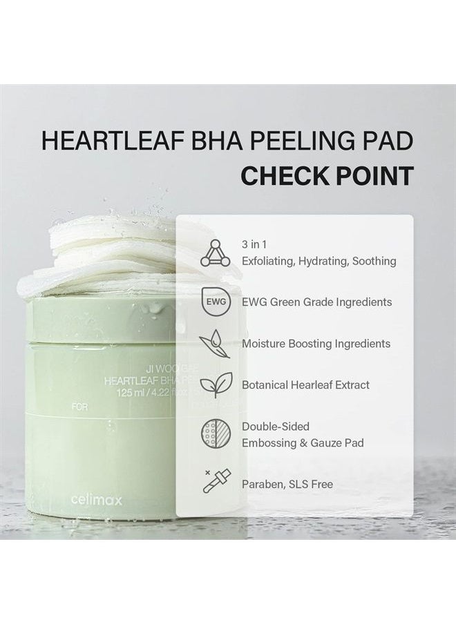celimax celimax Ji.Woo.Gae Heartleaf BHA Peeling Pad, Smooth but Effective Facial Exfoliating Toner Pad, 60pads  - Image 2