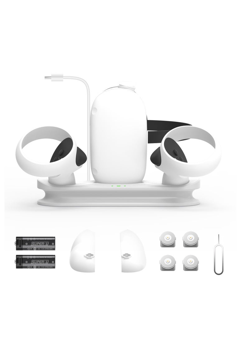 جاي واي إس - Charging Dock for Meta/Oculus Quest 2 Accessories Magnetic Charging Station for VR Headset and Controllers with 2 Rechargeable 1800mAh Batteries and USB-C Charge Cable - Image 1