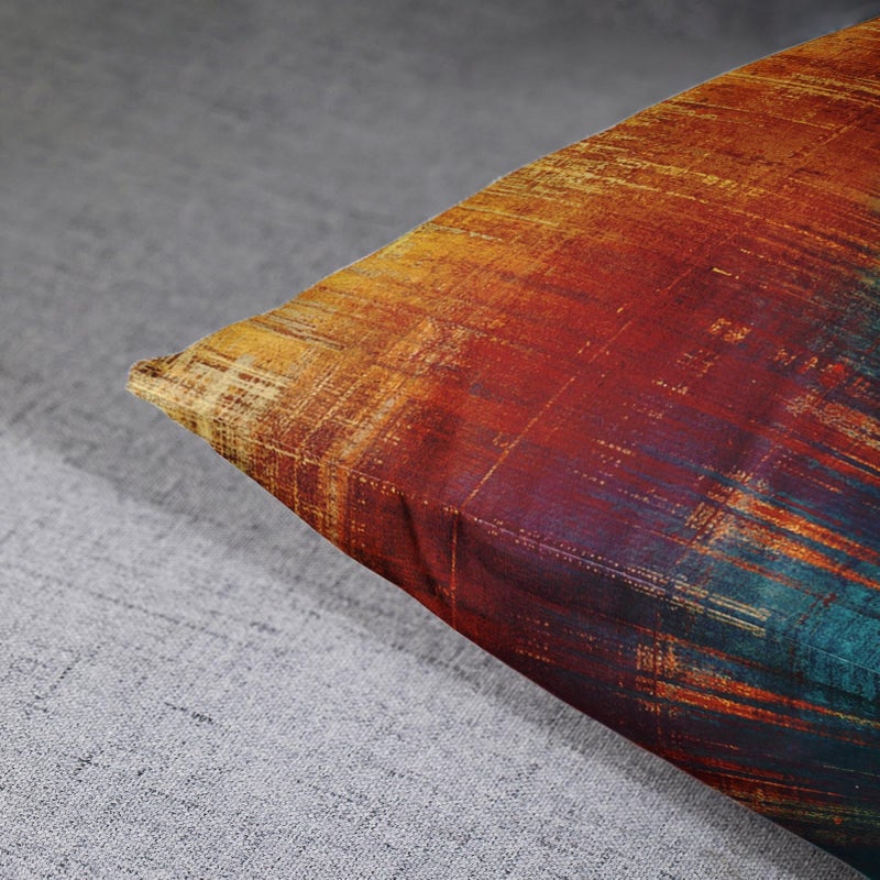 Emvency Set of 4 Blue and Orange Throw Pillow Covers Vintage Abstract Messy Rust Home Sweet Home Love Yourself Painting Decorative Pillow Cases Decor Standard Square 18x18 Inches Pillowcases - Image 5