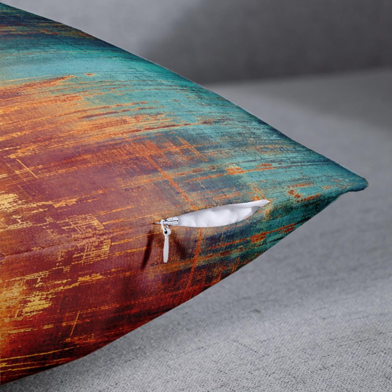 Emvency Set of 4 Blue and Orange Throw Pillow Covers Vintage Abstract Messy Rust Home Sweet Home Love Yourself Painting Decorative Pillow Cases Decor Standard Square 18x18 Inches Pillowcases - Image 2
