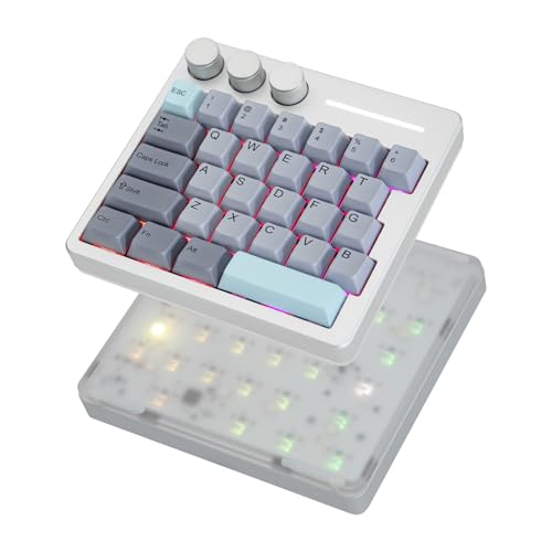 KiiBoom Cybrix 29 Rapid Fast Wired Gaming Keyboard, 8Khz Polling, Aluminum & Acrylic One Handed Keyboard, 3 Programmable Knobs, Magnetic Switch, Adjustable Actuation, RGB Backlits, FR4 Plate (Silver) - Image 1