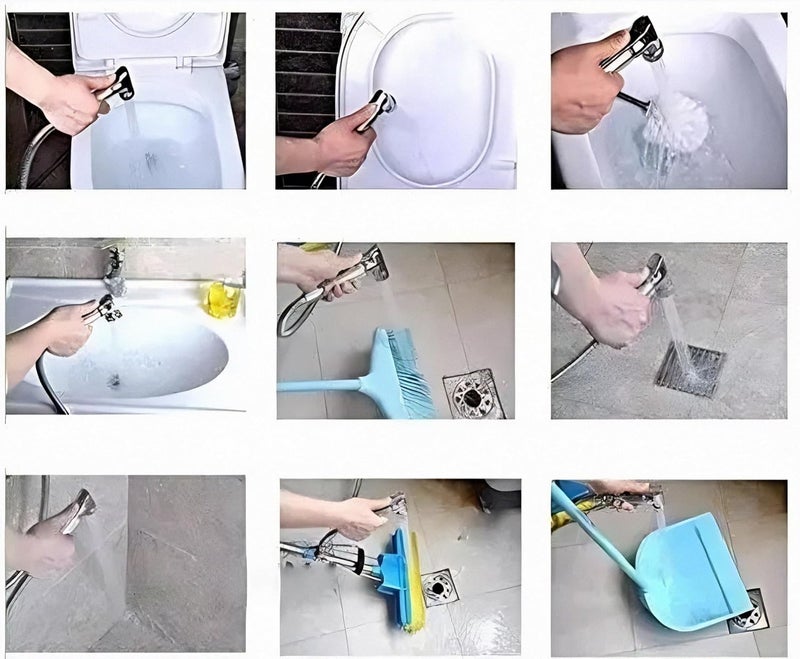 Parryware صنبور الصحة من سلسلة سبلش/مسدس المرحاض (فولاذ مقاوم للصدأ) | أنبوب PVC، خطاف حائط متضمن، جسم ABS | مجموعة مسدس رش المرحاض/صنبور الصحة مع أنبوب/خرطوم وخطاف حائط | T9805A1 - Image 4