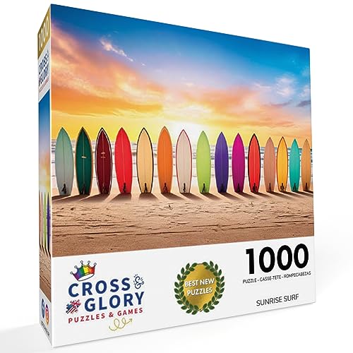 Cross & Glory Cross Glory Sunrise Surf 1000 Piece Jigsaw Puzzle for Adults Vibrant Beach Scene Artwork Unique Gift Idea - Image 5