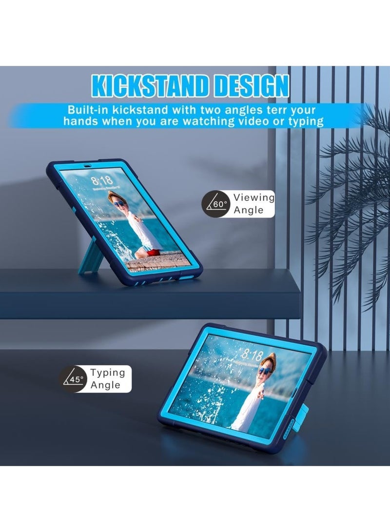 VKL Compatible with  Tab M9 9.0 inch (TB-310FU TB-310XU) Case 2023, Heavy Duty Rugged Kickstand Silicon Full-Body Hybrid Shockproof Drop Protection Cover for Kids (blue and navy) - Image 2