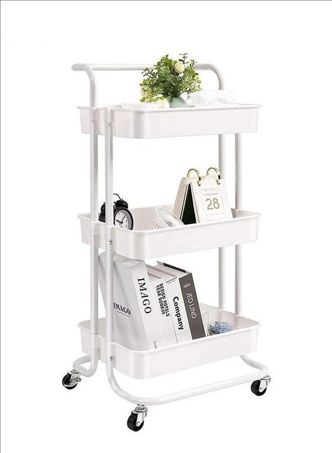 بلومنغ تايم 2 عجلات قابلة للقفل ومقابض مريحة ، أرفف تخزين متدحرجة من 3 طبقات ، عربة متعددة الوظائف لسهولة التحكم ، إطار معدني قوي ، تصميم مجوف ، مثل كتبك ولعبك وغيرها ، منظم ومريح ، مثالي للمطبخ وغرفة المعيشة وغرفة النوم - Image 3