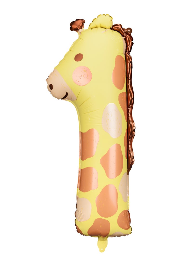PartyDeco Foil balloon Number 1 - Giraffe, 42x90 cm, mix  - Image 1