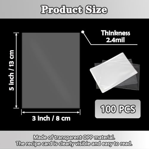 Mecefeno Recipe Card Protectors, Recipe Card Covers Index Card Sleeves Protect Recipes Kitchen Plastic Cookbook Sheet Protectors Cookbook Page Sleeve - 100 Count 3×5 Inch - Image 2