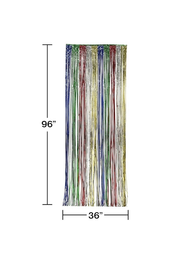 Creative Converting - 141010 Creative Converting Foil Fringe Door Curtain, 3' x 8', Multicolored - Image 1