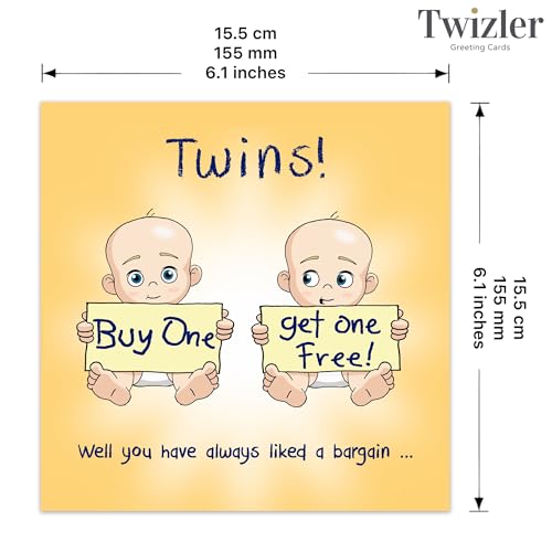 Twizler New Twins Card - Funny New Twin Baby Card Unisex - Humor Newborn Boy Girl Baby Shower - Mom Dad To Be - Image 3