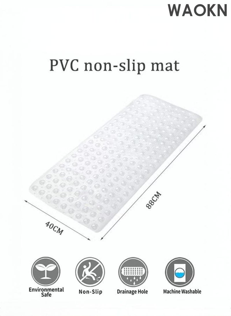 دبليو أيه أو كي أن سجادة حمام مضادة للانزلاق ، سجادة حمام PVC مع ثقوب الصرف الصحي وأكواب امتصاص سجادة دش ، تصميم أنيق وبسيط وحديث ، سجادة أرضية قابلة للغسيل بالآلة ، سجادة أرضية مواد صديقة للبيئة ، سجادة أرضية ممتدة ، سجادة أرضية دش داخلية. - Image 2