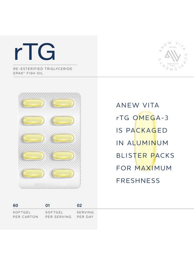 ANEW VITA Norwegian Rtg Omega 3 ; Re Esterified Triglyceride ; Promote Healthy Heart ; Brain Joint Eye Skin Wellness ; Made With Epax Fish Oil ; 1200Mg ; 60 Softgels ; Gluten Free ; Made In Usa - Image 4