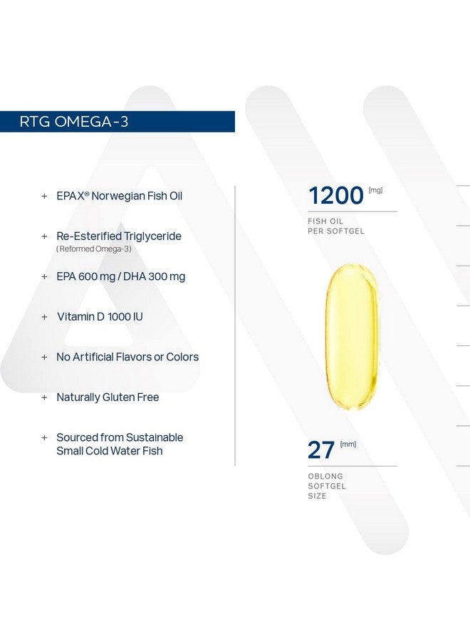 ANEW VITA Norwegian Rtg Omega 3 ; Re Esterified Triglyceride ; Promote Healthy Heart ; Brain Joint Eye Skin Wellness ; Made With Epax Fish Oil ; 1200Mg ; 60 Softgels ; Gluten Free ; Made In Usa - Image 5