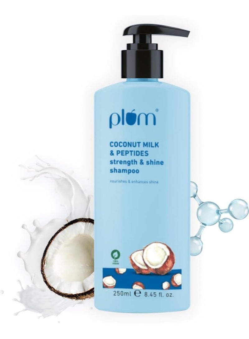 Plum Coconut Milk & Peptides Strength & Shine Hair Shampoo Contains Coconut Milk, Pea Peptide Enhances Hair's Shine and Strengthens Hair Paraben-Free, 100% Vegan 250 ml - Image 1