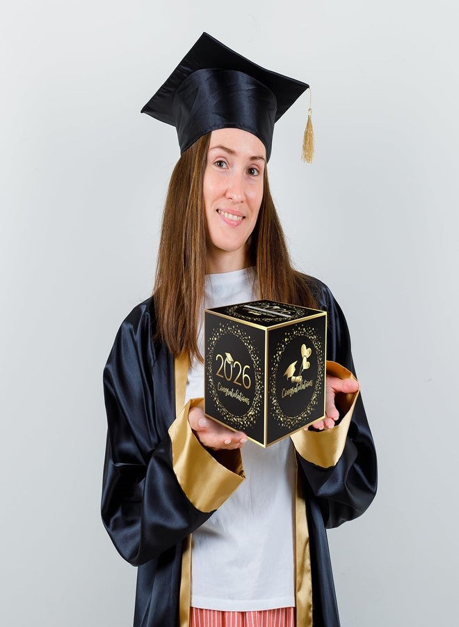 Linelglobal 2026 Graduation Card Box Holder, Foldable Grad Congrat Decoration Box for Boys Girls Men Women Graduation Party Celebration Black - Image 4