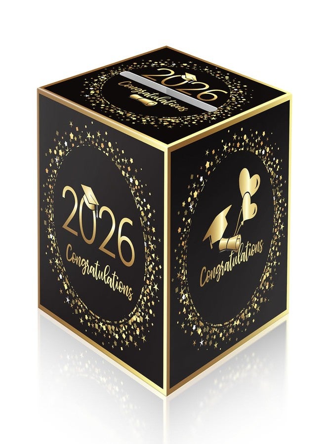 Linelglobal 2026 Graduation Card Box Holder, Foldable Grad Congrat Decoration Box for Boys Girls Men Women Graduation Party Celebration Black - Image 1